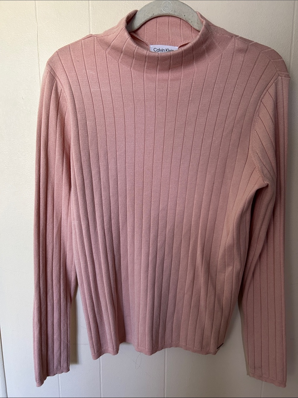 Calvin Klein Pink Ribbed Mock Turtleneck Sweater